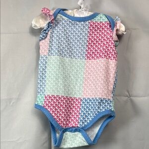 Vineyard Vines for Target color block whale print bodysuit ruffle sleeves 3-6 m